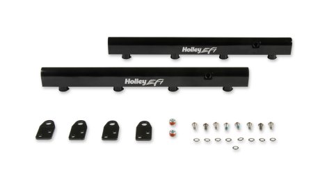 Holley EFI Hi-Flow Billet Fuel Rails 534-283 Rails, Rails, Aluminum, Black Anodized, -8 AN O-ring Inlet Size, Hi-Flow, Ford, 5.0L, 5.2L, Kit