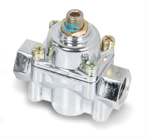 Holley Fuel Pressure Regulators 12-803 Regulators, Low Pressure, 4.5-9 psi, No Return, Inline, 3/8 in. NPT Ports, Female Thread, Aluminum, Chrome Plated, with Bracket, Each