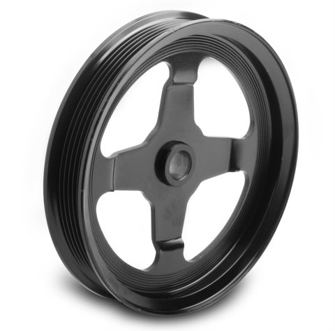 Holley Power Steering Pulleys 97-152 Pulleys, Holley, Replacement, 6-groove, LS Serpentine, Press-fit, Steel, Black, 6.70 in. OD, 0.66 in. Bore, for Saginaw Pump, Each