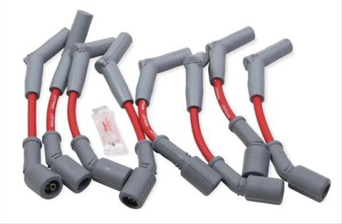 Holley Spark Plug Wires 561-102 Wire Sets, EFI, Assembled, for Coil Packs, Red Wire, 8.00mm Core, Gray Silicone, Boot, 135 Degree, Chevy, Camaro, 6.2L, Set