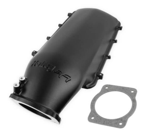 Holley EFI LS Hi-Ram Intake Manifolds 300-124BK Manifolds, EFI, Hi-Ram, Raised Rectangular Port Head, Multi-port, 92mm Bore, Standard Deck, Aluminum, Black Finish, Chevy, 7.0L, Each
