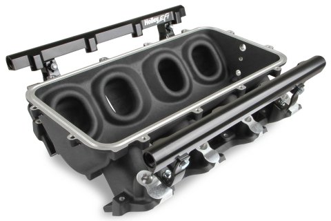 Holley LS Modular Lo-Ram EFI Intake Manifolds 300-600BK Manifolds, Modular, EFI, Base Only, Multi-port, -8 AN, O-ring Female, Fuel Rails, Runners, Aluminum, Black, Chevy, 4.8-6.0L, Each