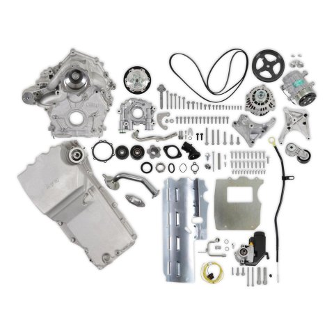 Holley Ford 7.3L Godzilla High-Mount Accessory Drive Complete Kits 20-340 Systems, Kit, Oiling System, Serpentine, Natural Finish, Godzilla, Kit