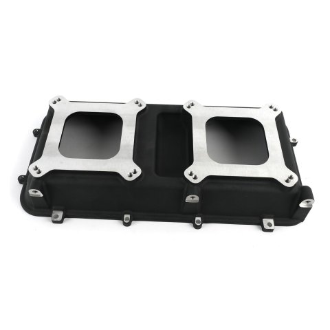 Holley Hi-Ram Intake Manifold Plenum Tops 300-207BK-2 Manifolds, Hi-Ram, Top Section Only, Standard Deck, Dual Carburetor, 4150 Flange, Aluminum, Black Finish, with O-ring Seals, Each