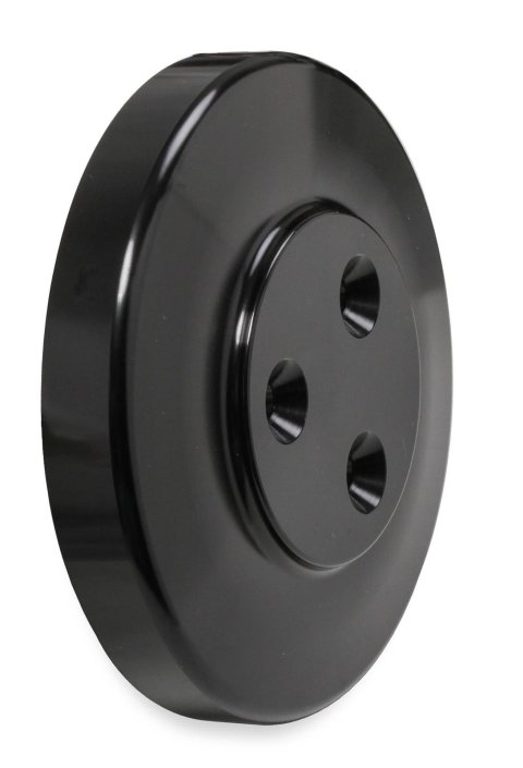 Holley Air Conditioning Compressor Pulley Covers 97-185 Clutch Covers, Holley, Cover, Aluminum, Black Finish, Hardware included, for Sanden, SD7 Compressors, Each