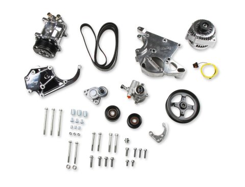 Holley LS Engine Swap Accessory Drive Systems 20-137P Pulley Sets, Serpentine, System, Sanden 508 A/C Only, Polished, Chevy, GMC, V8, Kit