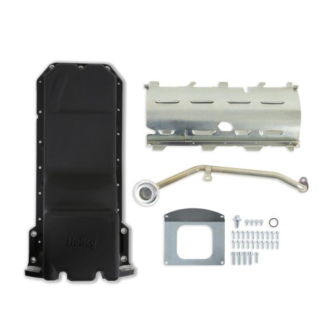 Holley Gen III Hemi Retrofit Oil Pans 302-63BK Pans, Hemi, RetroFit, Wet Sump, Rear, 6.2 Quart, Dipstick Compatible, Cast Aluminum, Black, Chrysler, Dodge, GMC, Plymouth, 376ci,