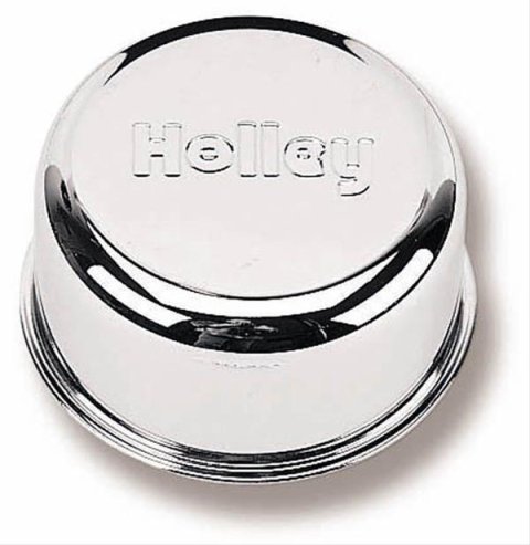 Holley Valve Cover Breather Caps 241-209 Breathers, Cover, Push-in, 1.250 in. OD Tube, Round, Steel, Chrome Plated, Logo, Universal, Each