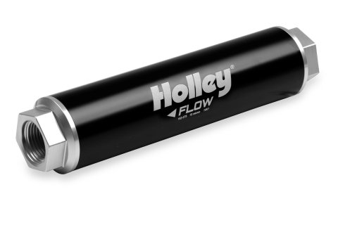 Holley VR Series Billet Fuel Filters 162-575 Filters, Series, Black, Inline Style, -12 AN Inlet/Outlet, Female Straight, Synthetic Element, 10 micron, 460 gph, Gas/E85, Each