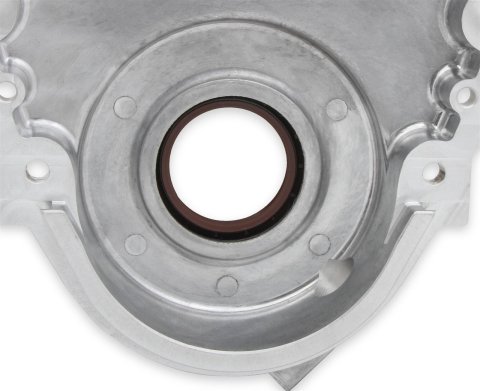 Holley Cast Aluminum Timing Covers 21-152 Covers, 1-Piece, Aluminum, Natural, Chevrolet, Small Block, With Crank Sensor, Each