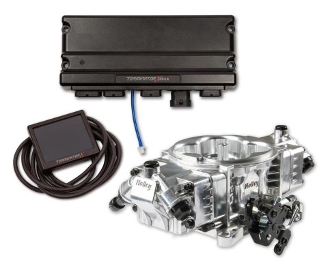 Holley Terminator X Max Stealth 4150 EFI Fuel Injection Systems 550-1011 Systems, Max, EFI, Four Injector, Throttle Body, Speed Density, Aluminum, Shiny, Tunable, Trans Control, Kit