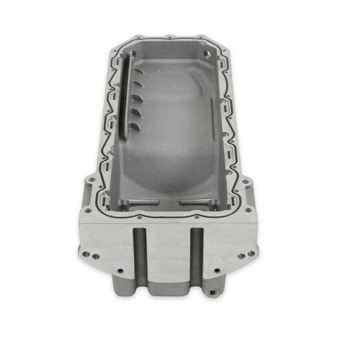Holley Gen III Hemi Retrofit Oil Pans 302-76 Pans, Hemi, Retrofit, VVT Engine, Wet Sump, Rear, 1-piece Main Seal, 6.2 Quart, Dipstick Passenger Side, Aluminum, Natural, Hardware, Each