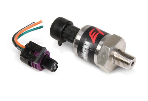 Holley Replacement Pressure Transducers 554-104 Fuel Injector System Components, Transducer, Replacement, 0-1,600 psi, 0.5-4.5 V Out, 1/8 in. NPT Inlet, 0.875 in. Diameter, Stainless, Each
