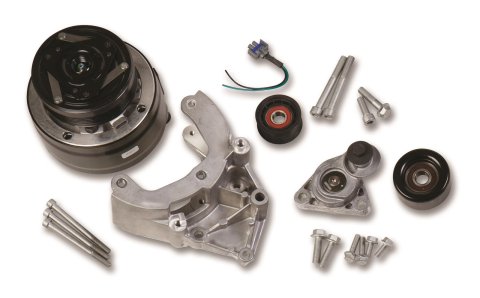 Holley LS Engine Swap Accessory Drive Systems 20-140 Systems, Swap, Serpentine, Black Air Conditioning Pulley, Compressor, Tensioner, Chevrolet, Small Block LS, Kit