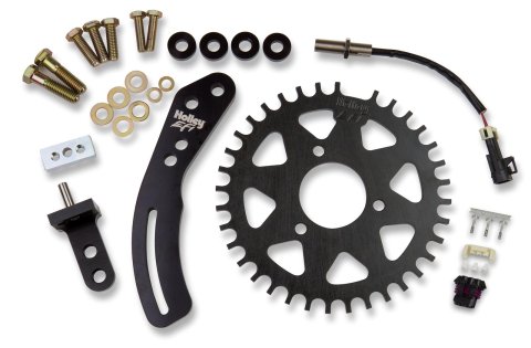 Holley EFI Crank Trigger Kits 556-113 Triggers, EFI, Billet Steel, 8 in. Diameter, 1/4 in. Thick, 36-1 Tooth, Black Finish, with Bracket, 3-wire Pickup, Chevy, 6.6-7.4L, Kit