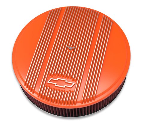 Holley Vintage Series Air Cleaner Assemblies 120-176 Cleaners, Vintage, Die Cast Aluminum, Orange Powdercoated, 14 in. Diameter, Bowtie Logo, Each