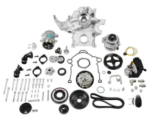 Holley Mid-Mount Complete Accessory Systems 20-293 Drive Systems, Mid-Mount, Gen III, Hemi, VVT, Serpentine, 6-groove, Alternator, Power Steering, AC, Water Pump, Belts, Black Finish, Kit
