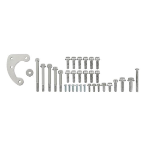 Holley Timing Cover Fasteners 97-411 Bolts, Replacement, Hex Head, Steel, Cadmium Plated, for High-Mount Accessory Drive System, with OF Pan Only, Ford, 7.3L, Godzilla, Kit