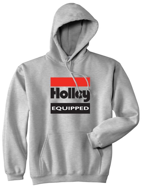 Holley Equipped Logo Hooded Sweatshirt 10023-SMHOL Sweatshirts, Logo, Hooded, Pullover, Long Sleeve, Cotton, Gray, Men's, Small, Each