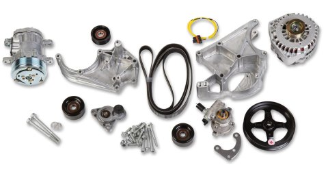 Holley LS Engine Swap Accessory Drive Systems 20-138 Pulley Sets, Serpentine, System, Sanden 7 A/C, Chevy, V8, Kit