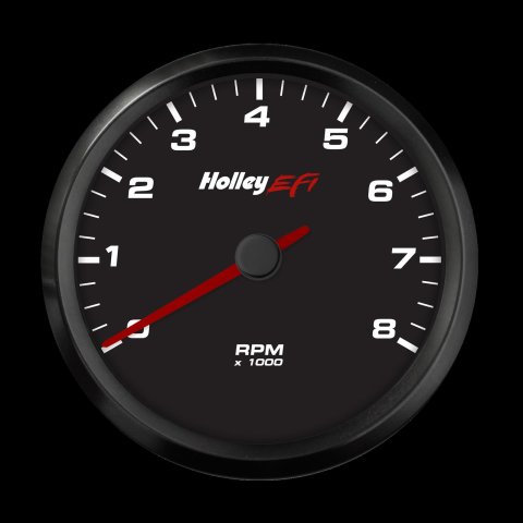 Holley EFI Tachometer Gauges 553-146 Gauges, EFI, Tachometer, 0-8,000 rpm, Analog, Electric Sending Unit, 3 3/8 in. Diameter, Full Sweep, Lighted, Black Face, Red Needle, Each