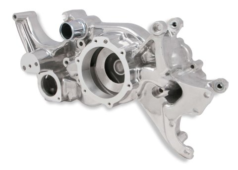 Holley Cooling Manifolds 97-165 Water Pump Housings, Holley, LS Manifold, Aluminum, Polished, Steam Tube Inlet, 1/8 in.-NPT, for Mid-Mount Accessory Drive Only, Each