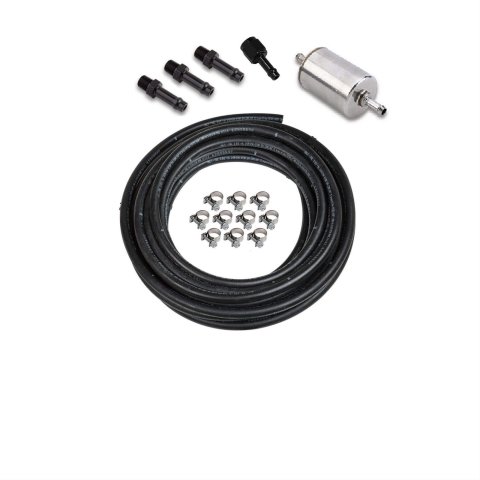 Holley EFI Fuel System Plumbing Kits 526-9 Kits, EFI, Plumbing, Black Hose, Rubber, 3/8 in.ID, 20 ft. Long, Clamps, Fittings, Black Anodized, Kit