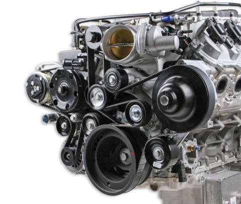 Holley Mid-Mount Complete Accessory Systems 20-221BK Drive Systems, LT Mid-Mount, Dry Sump, Serpentine, Alternator, Water Pump, Power Steering, A/C, Black Finish, Chevy, Gen V, 6.2L, Kit