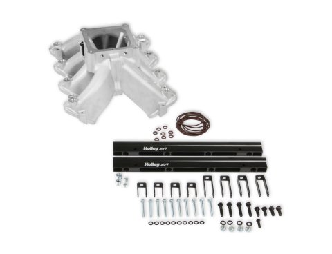 Holley EFI LS Single Plane Split-Design Race Intake Manifolds 300-294 Manifolds, Split Design EFI, Plane, Aluminum, Natural, 4500 Dominator, Chevrolet, LS1, LS2, LS6, Kit