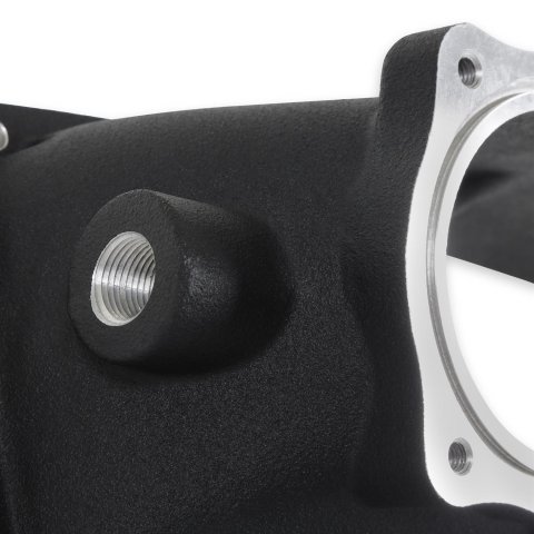 Holley EFI Coyote Throttle Body Adapters 300-924BK Adapter, 150mm x 66mm, Aluminum, Black, For Ultra Lo-Ram Front Feed Manifold, Ford, Coyote, Each