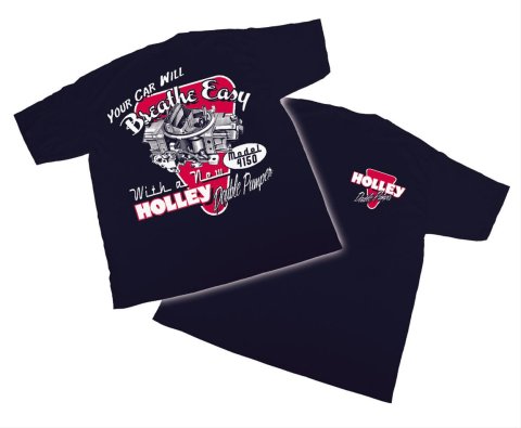 Holley Retro Double Pumper T-Shirts 10010-LGHOL T-Shirts, Pumper, Short Sleeve, Navy Blue, Cotton, Crew Neck, Men's, Large, Each