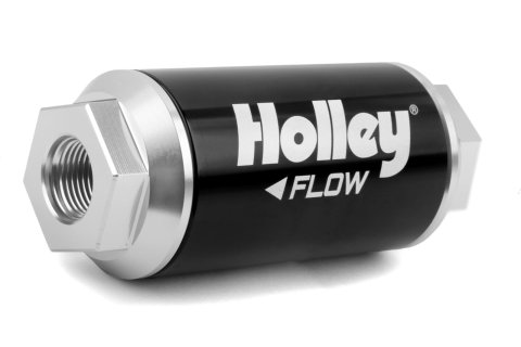 Holley HP Billet Fuel Filters 162-554 Filters, Inline, Aluminum, Paper Material, 10 Microns, 175 gph, -8 AN O-ring Female Threads, Each