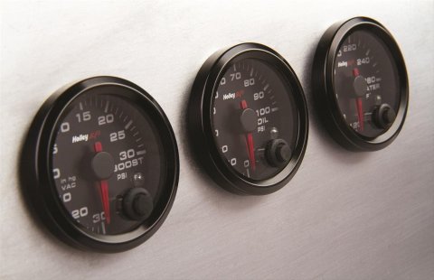 Holley EFI Analog Display Gauges 553-133 Gauges, EFI, Fuel Level, Empty-Full, Analog, Electric Sending Unit, 2 1/16 in. Diameter, Full Sweep, Programmable, Black Face, Red Needle, Each