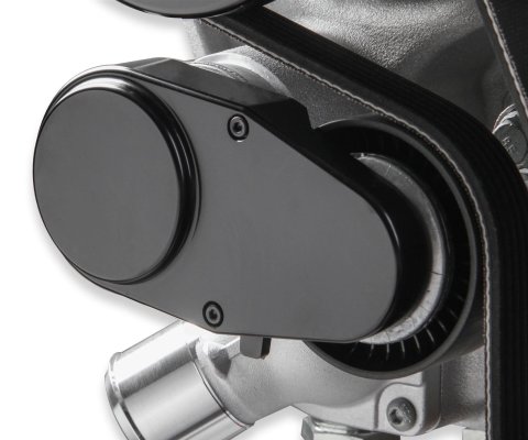 Holley Tensioner Covers 97-158 Accessory Belt Dress-Up Covers, Holley, Aluminum, Black Finish, for Mid Mount Accessory Drive, includes Hardware, Each
