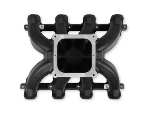 Holley LS Split Design Carbureted Intake Manifolds 300-295BK Manifolds, Carbureted, Single Plane, Aluminum, Black, 4500 Dominator, Chevrolet, LS1, LS2, LS6, Each