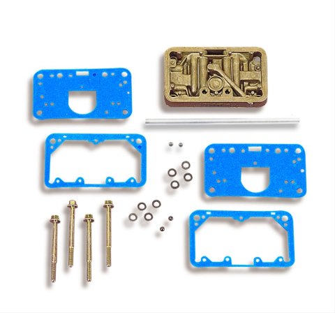 Holley Metering Block Conversion Kits 34-6 Kits, Block, Secondary Block, 4160 to 4150 Model, Cast Aluminum, Transfer Tube, Gaskets, Long Screws Included, Kit