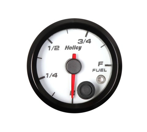 Holley Analog Standalone Gauges 26-614W Gauge, Standalone, Fuel Level, E-F, Programmable, 2 1/16 in. Diameter., Analog, Full Sweep, Illuminated, for Electrical Sending Unit, White Face, Each
