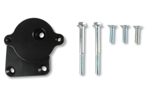 Holley Power Steering Mounting Plates 97-380 Brackets, Hemi Swap Adapter Plate, Aluminum, Black, Saginaw TC Pump, Cylinder Head Mount, Left Side, Hardware, Gen III, 5.7-6.4L, Each