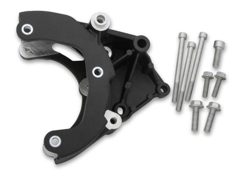 Holley LS Engine Air Conditioner Brackets 20-133BK Conditioning Compressor Brackets, for R4 Compressor, Aluminum, Black, Chevy, Small Block LS, Each