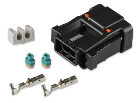 Holley Wiring Harness Connectors 570-230 Weatherproof Connectors, EFI, Hemi, Knock Sensor Connector, Main Harness, DMS 2-pin, Female, Black Plastic, includes Pins, Seals, TPA, Each