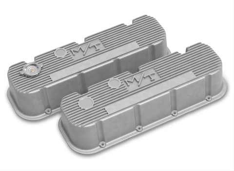 Holley M/T Valve Covers 241-150 Covers, Series, Perimeter Bolt, Tall, Finned, Cast Aluminum, Natural Finish, Chevy, 396ci, 402ci, 427ci, 454ci, Pair