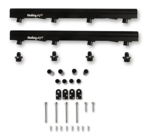 Holley EFI Fuel Rails 534-265 Rails, EFI, Billet Aluminum, Black Anodized, -8 AN O-ring Inlet, Hardware Included, Ford, 7.3L, Factory Intake, Pair