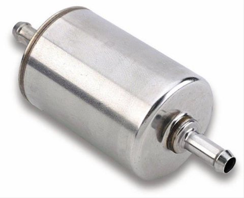 Holley Pro-Jection Fuel Filters 562-1 Filters, EFI, Inline Style, 10 Micron, Post Filter, Paper Element, Steel Housing, Natural, 0.375 in. Hose Barb Ends, 5.60 in. Long, Each