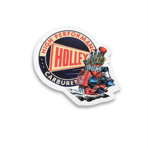 Holley Die-Cut Embossed Metal Sign 10003HOL Signs, Retro, Metal, Die-Cut, New Logo, 18 in. Width, 18 in. Tall, Each