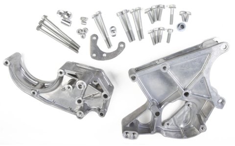Holley LS Engine Accessory Drive Kits 20-132 Bracket Kits, for Sanden SD508 or SD7 Compressor, Aluminum, Natural, Chevy, Small Block LS, Kit