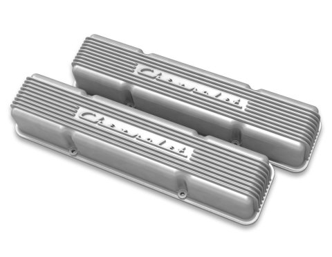 Holley Vintage Series Valve Covers 241-106 Covers, Series. Perimeter Bolt, Tall, Finned, Cast Aluminum, Natural Finish, Chevy, 4.3-6.6L, Pair