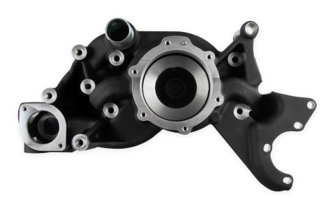 Holley Mechanical Water Pumps 97-224 Pumps, Mechanical, LS Cooling Manifold, Counterclockwise, Aluminum, Black Finish, Mid-Mount Race Drive, with A/C Delete, GM, 4.8-7.0L, Each