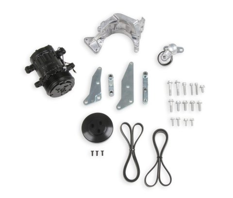 Holley LS Engine Swap Accessory Drive Systems 20-160BK Systems, Swap, Serpentine, Black Air Conditioning Pulley, Sanden SD-7 Compressor, Tensioner, Chevrolet, Small Block LS, Kit