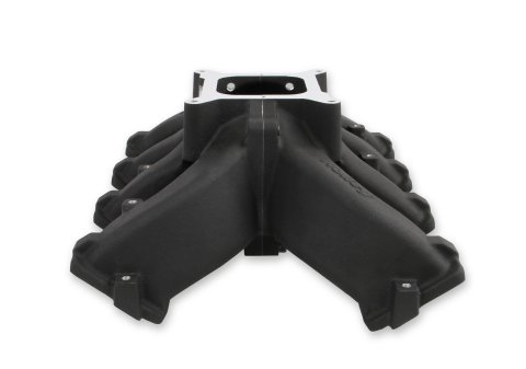Holley LS Split Design Carbureted Intake Manifolds 300-291BK Manifolds, Carbureted, Single Plane, Aluminum, Black, 4-barrel Square Bore, Chevrolet, LS3, L92 Cylinder Heads, Each