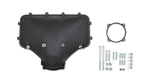Holley SBF Hi-Ram Intake Manifold Tops 300-301BK Manifolds, SBF, Hi-Ram, Throttle Body, Top Section Only, 105mm Bore, Aluminum, Black Finish, Ford, 5.0L, 5.8L, Each